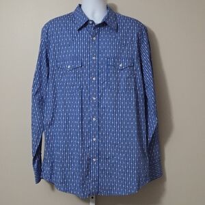 Wrangler 20X Pearl Snap Western Rodeo Blue Long Sleeve Shirt Men's XLT